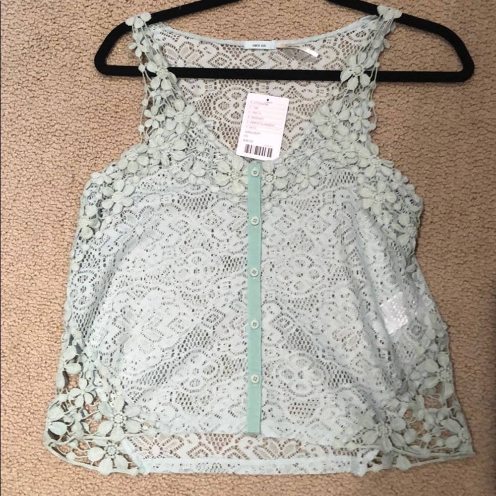 Brand new mint green lace tank top